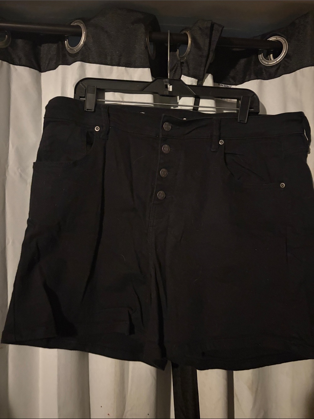 Hot Topic Black High-Rise Button Fly Jean Shorts